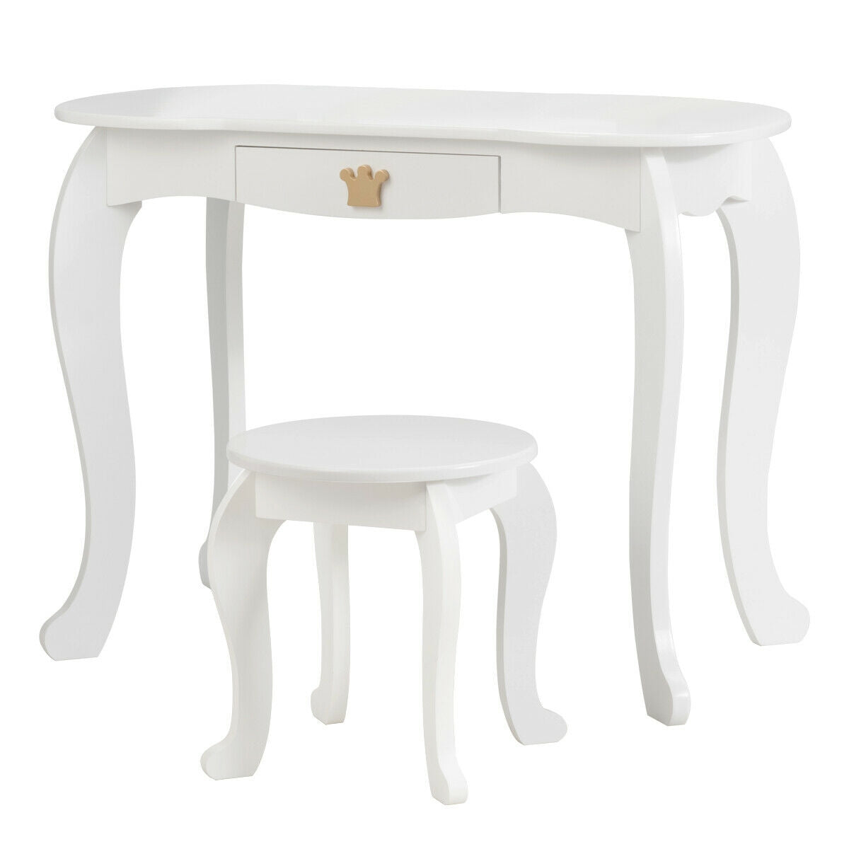 Kids Makeup Dressing Table with Tri-folding Mirror and Stool, White Kids Vanities at Gallery Canada