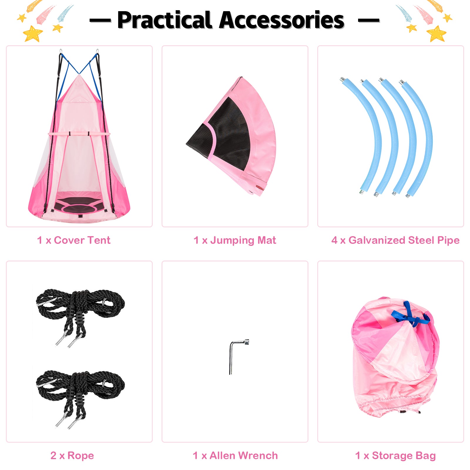 2-in-1 40 Inch Kids Hanging Chair Detachable Swing Tent Set, Pink Swing & Playsets at Gallery Canada