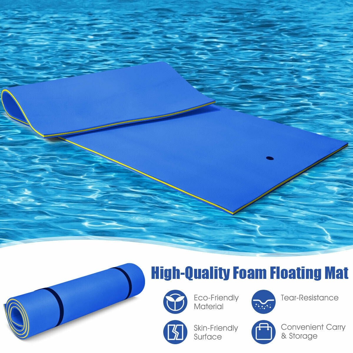 12 x 6 Feet 3 Layer Floating Water Pad, Blue Swimming at Gallery Canada