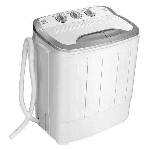 Portable 8 lbs Mini Twin Tub Spinner Semi-Automatic Washing Machine, Gray