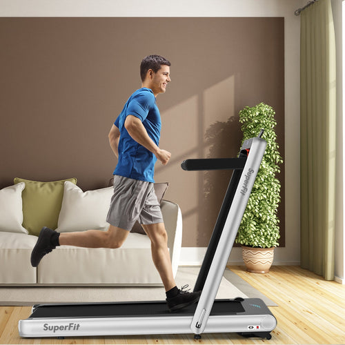 4.75HP 2 In 1 Folding Treadmill with Remote APP Control, Silver
