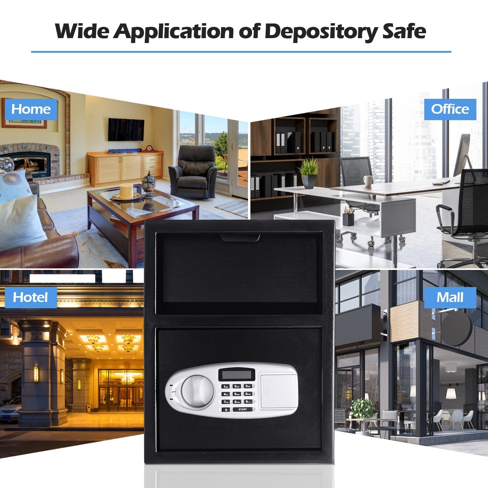 Digital Deposit Safe Box Depository with Front Drop for Jewelry and Cash, Black Safe Box at Gallery Canada