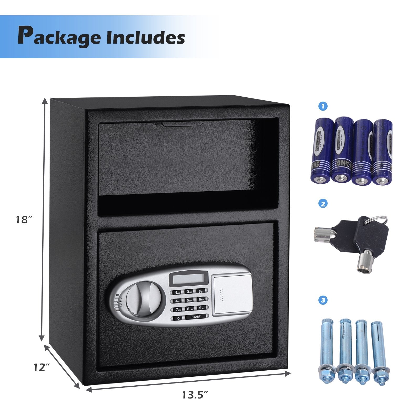 Digital Deposit Safe Box Depository with Front Drop for Jewelry and Cash, Black Safe Box at Gallery Canada