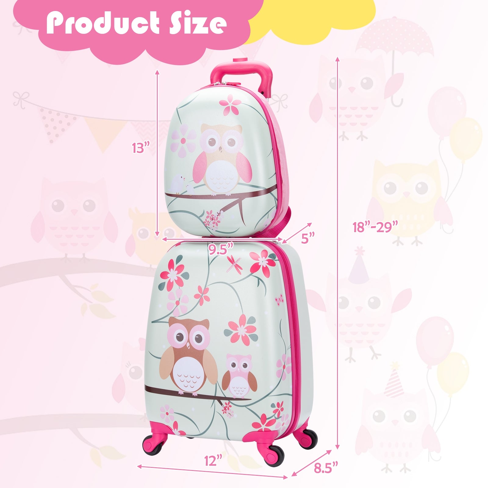 2 Pieces 12 Inch 16 Inch Green ABS Kids Suitcase Luggage Set, Pink Kids Luggage at Gallery Canada