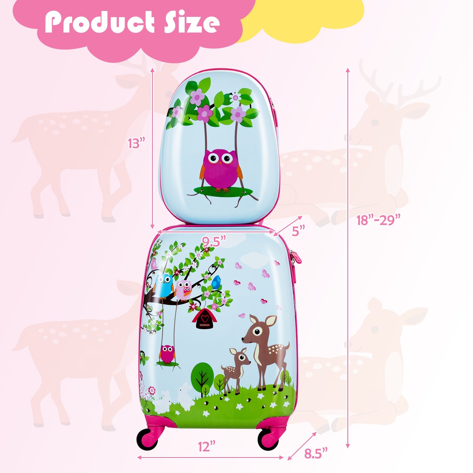 2 Pieces ABS Kids Suitcase Backpack Luggage Set, Blue Kids Luggage at Gallery Canada
