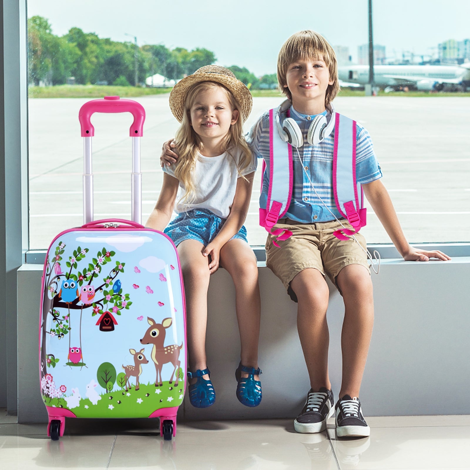 2 Pieces ABS Kids Suitcase Backpack Luggage Set, Blue Kids Luggage at Gallery Canada