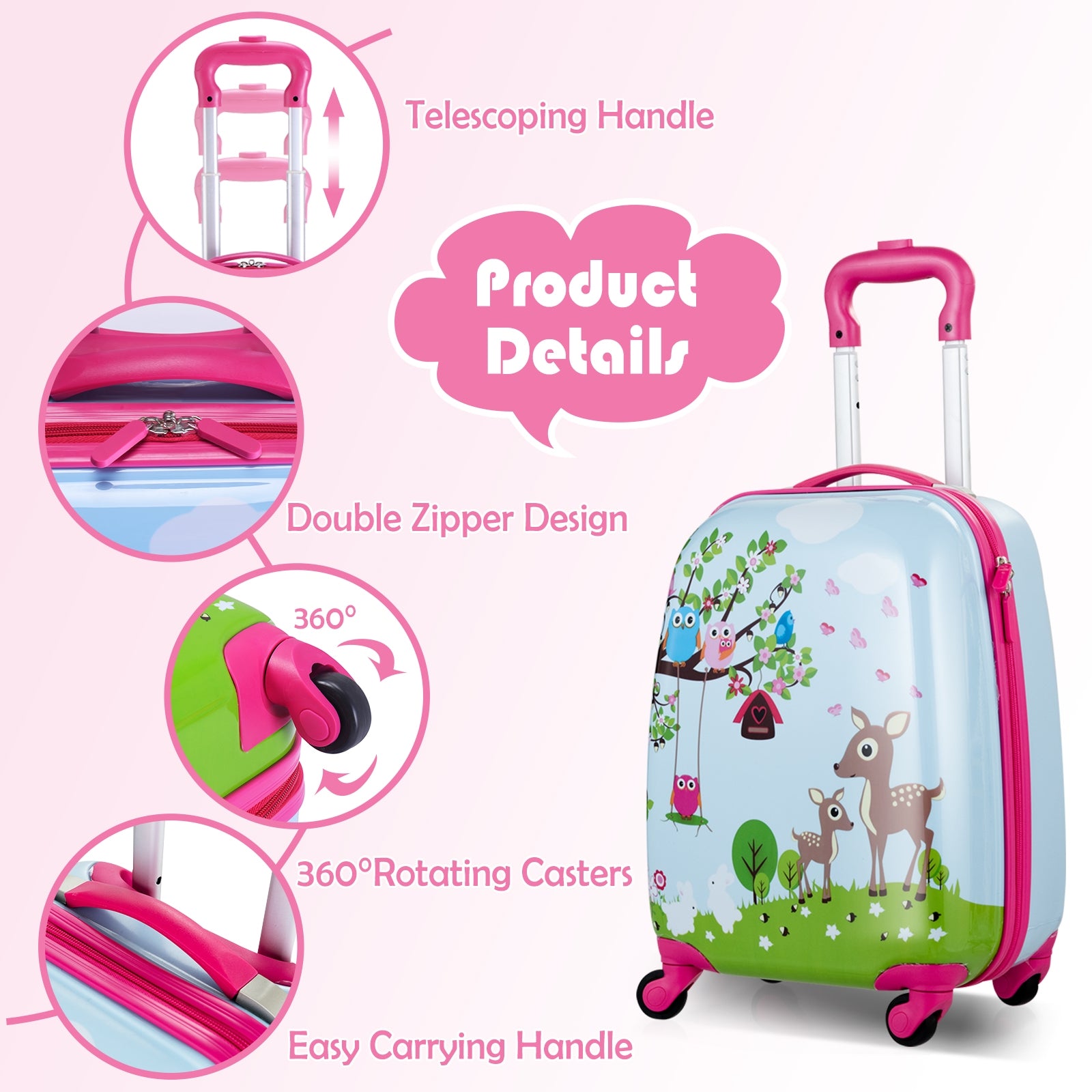 2 Pieces ABS Kids Suitcase Backpack Luggage Set, Blue Kids Luggage at Gallery Canada