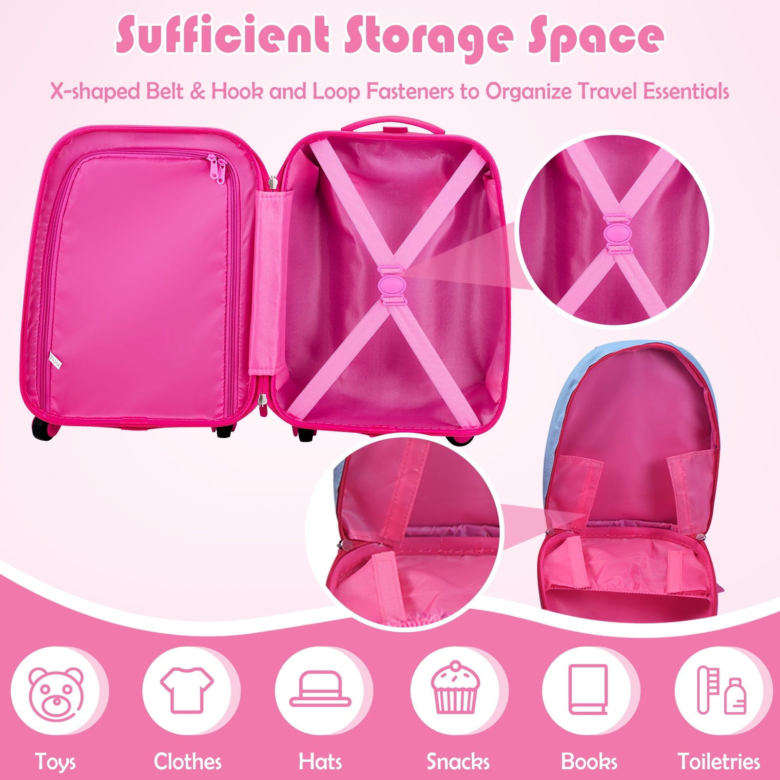 2 Pieces ABS Kids Suitcase Backpack Luggage Set, Blue Kids Luggage at Gallery Canada