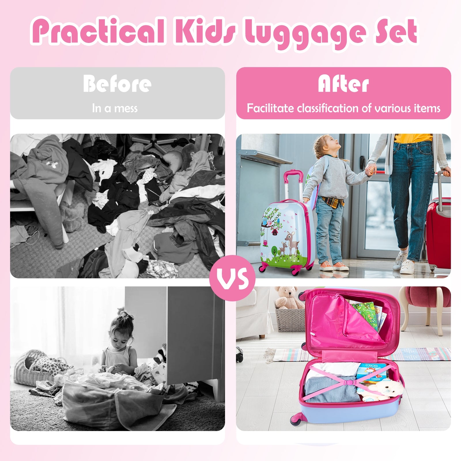2 Pieces ABS Kids Suitcase Backpack Luggage Set, Blue Kids Luggage at Gallery Canada