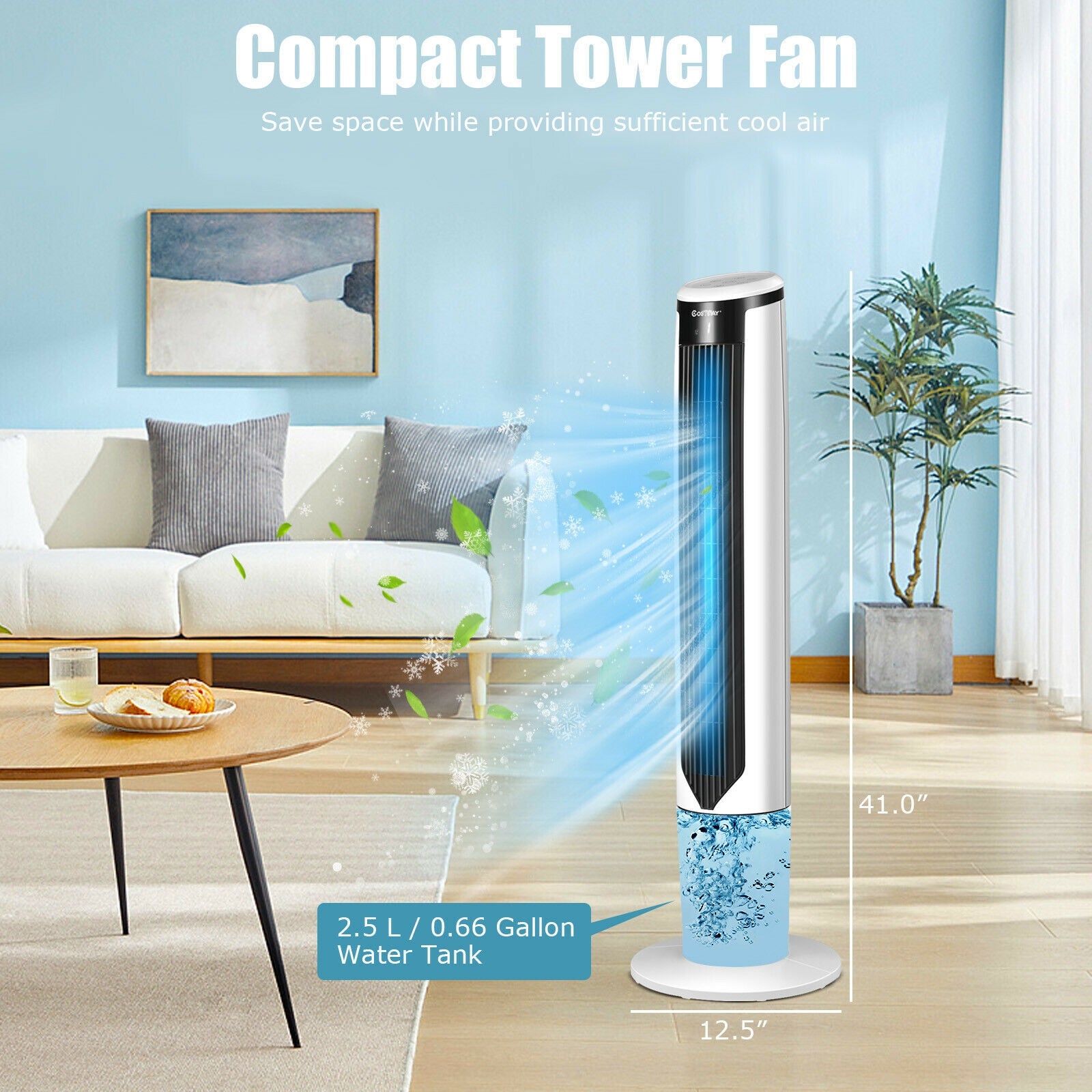 41 Inches Evaporative Air Cooler with 3 Modes and 3 Speeds, White Air Coolers at Gallery Canada