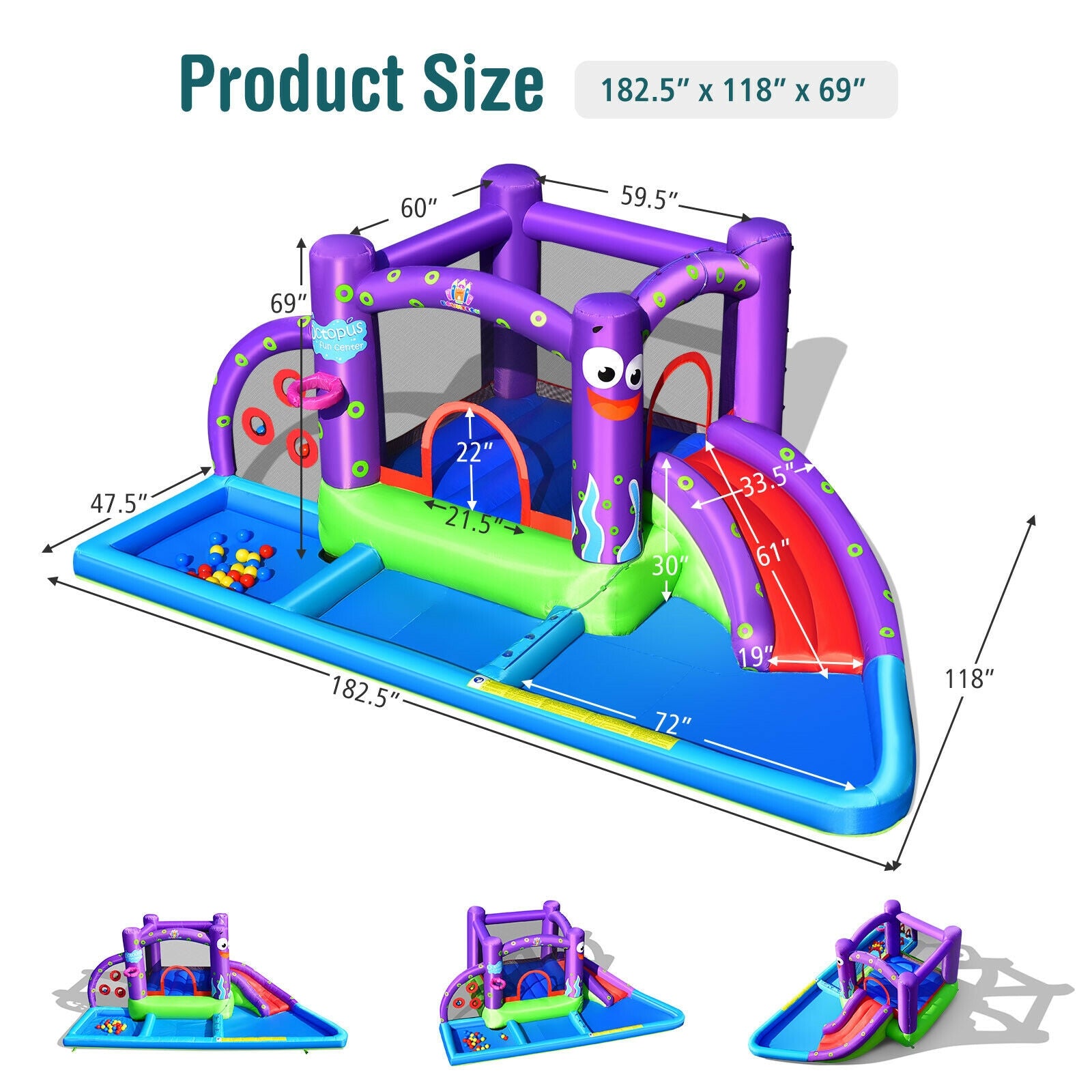 Inflatable Water Slide Castle without Blower Bounce House at Gallery Canada
