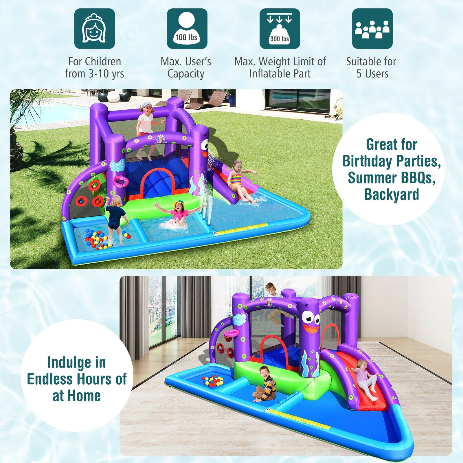 Inflatable Water Slide Castle without Blower Bounce House at Gallery Canada