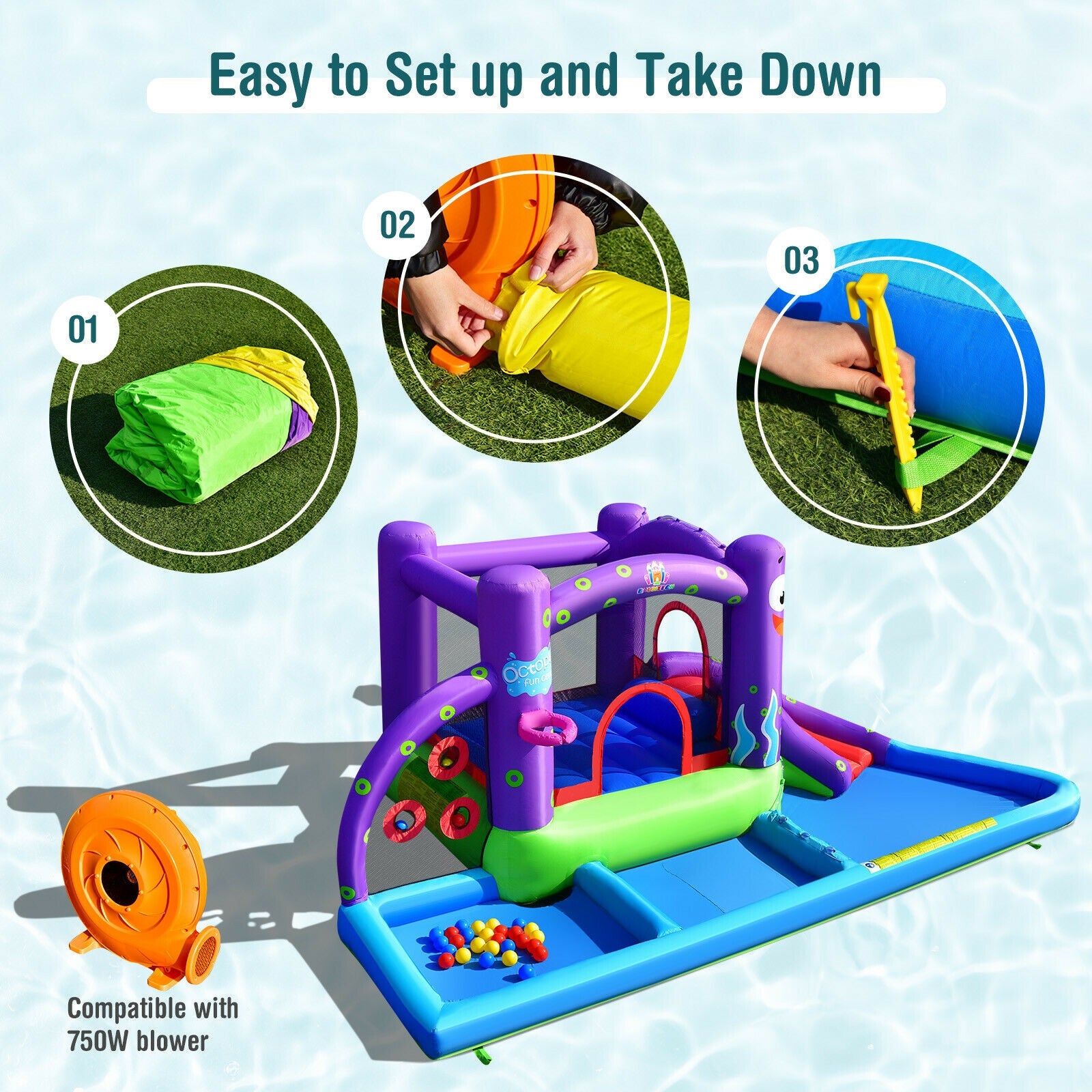 Inflatable Water Slide Castle without Blower Bounce House at Gallery Canada