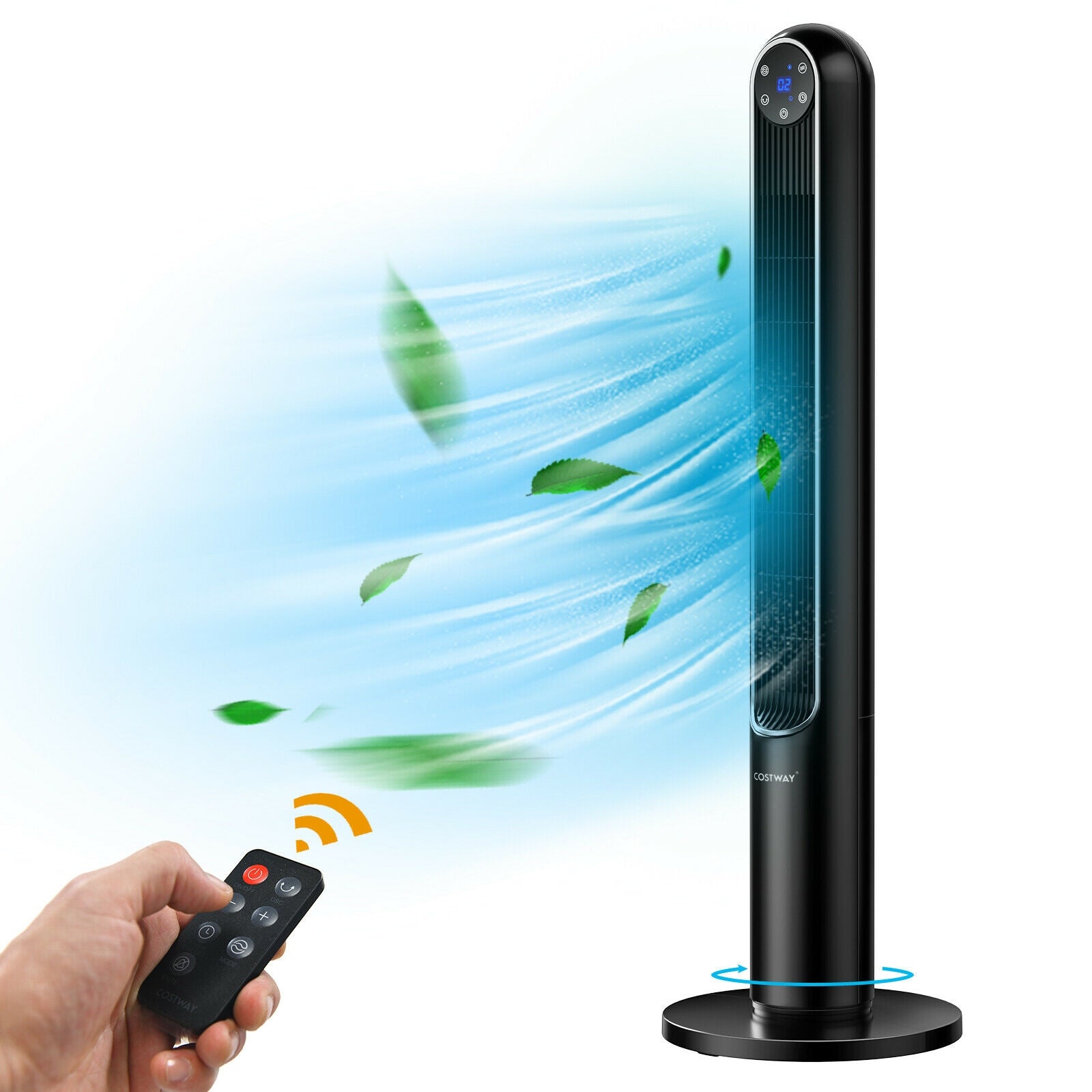 42 Inch 80 Degree Tower Fan with Smart Display Panel and Remote Control, Black Fans at Gallery Canada