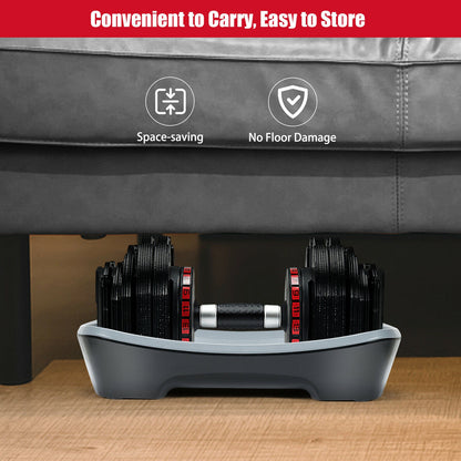 55 Lbs Adjustable Dumbbell with 18 Weights Storage Tray for Gym Home Office, Black Dumbbells at Gallery Canada