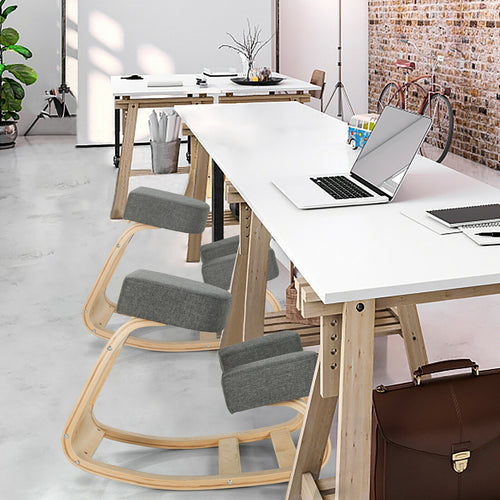 Ergonomic Kneeling Chair Rocking Office Desk Stool Upright Posture, Gray