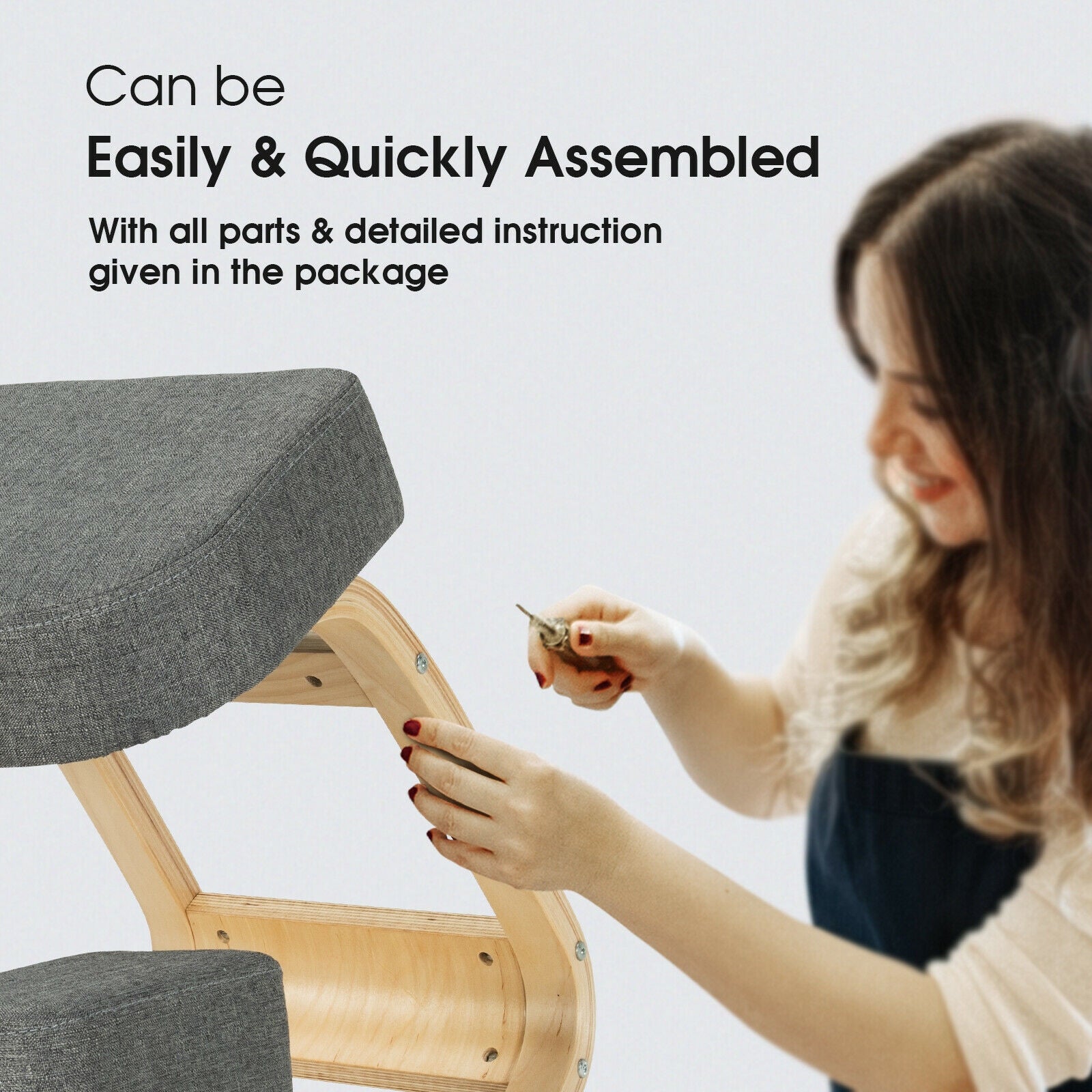 Ergonomic Kneeling Chair Rocking Office Desk Stool Upright Posture, Gray Kneeling Chiars at Gallery Canada