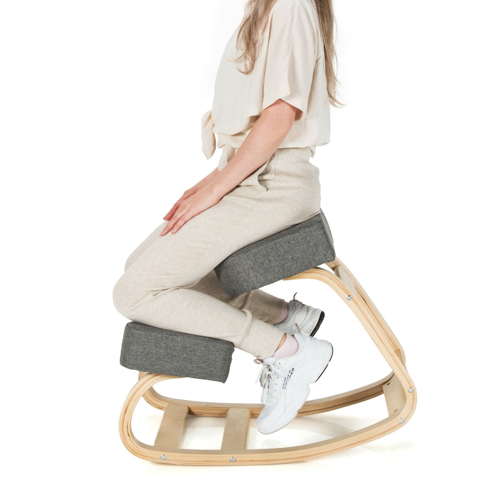 Ergonomic Kneeling Chair Rocking Office Desk Stool Upright Posture, Gray Kneeling Chiars at Gallery Canada
