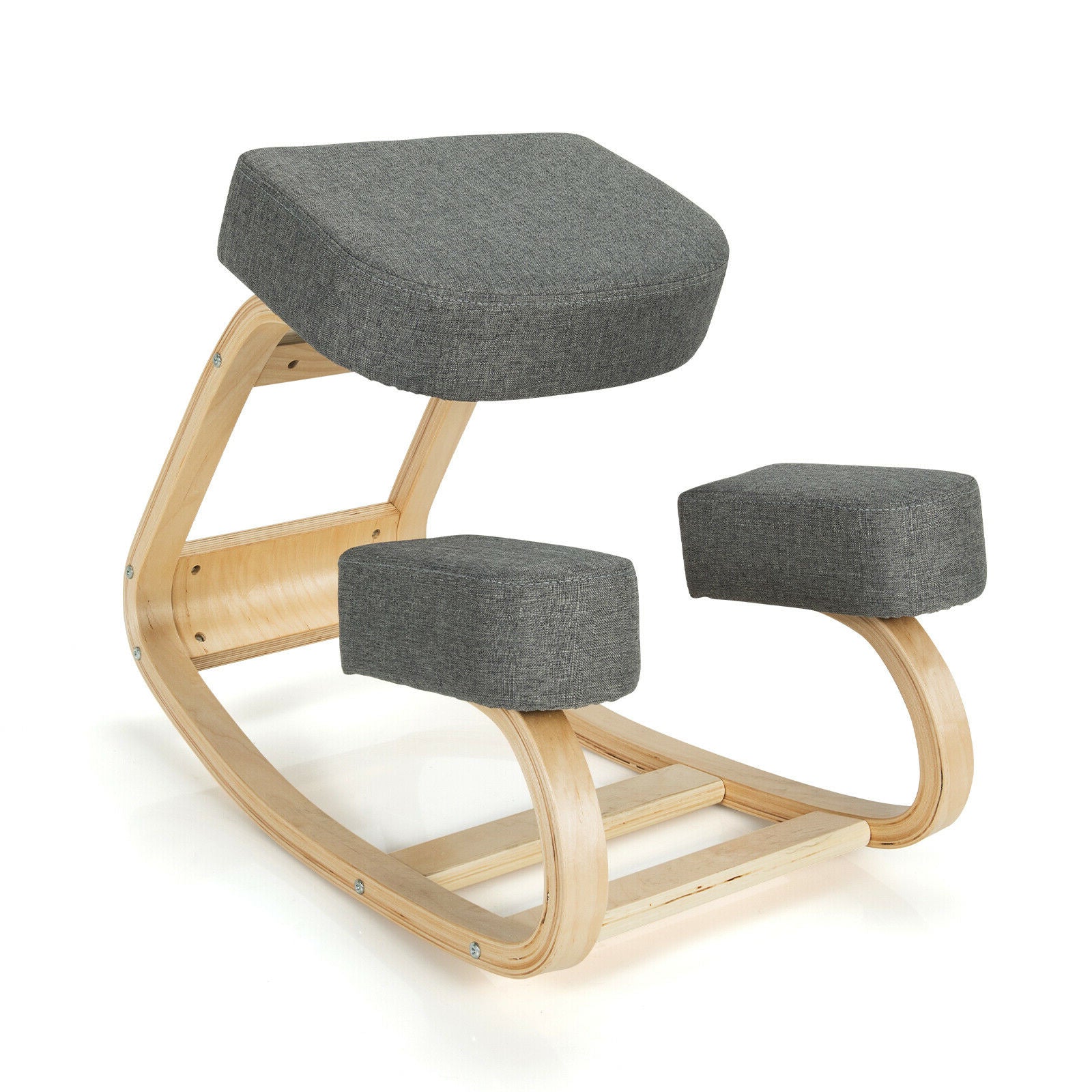 Ergonomic Kneeling Chair Rocking Office Desk Stool Upright Posture, Gray Kneeling Chiars at Gallery Canada