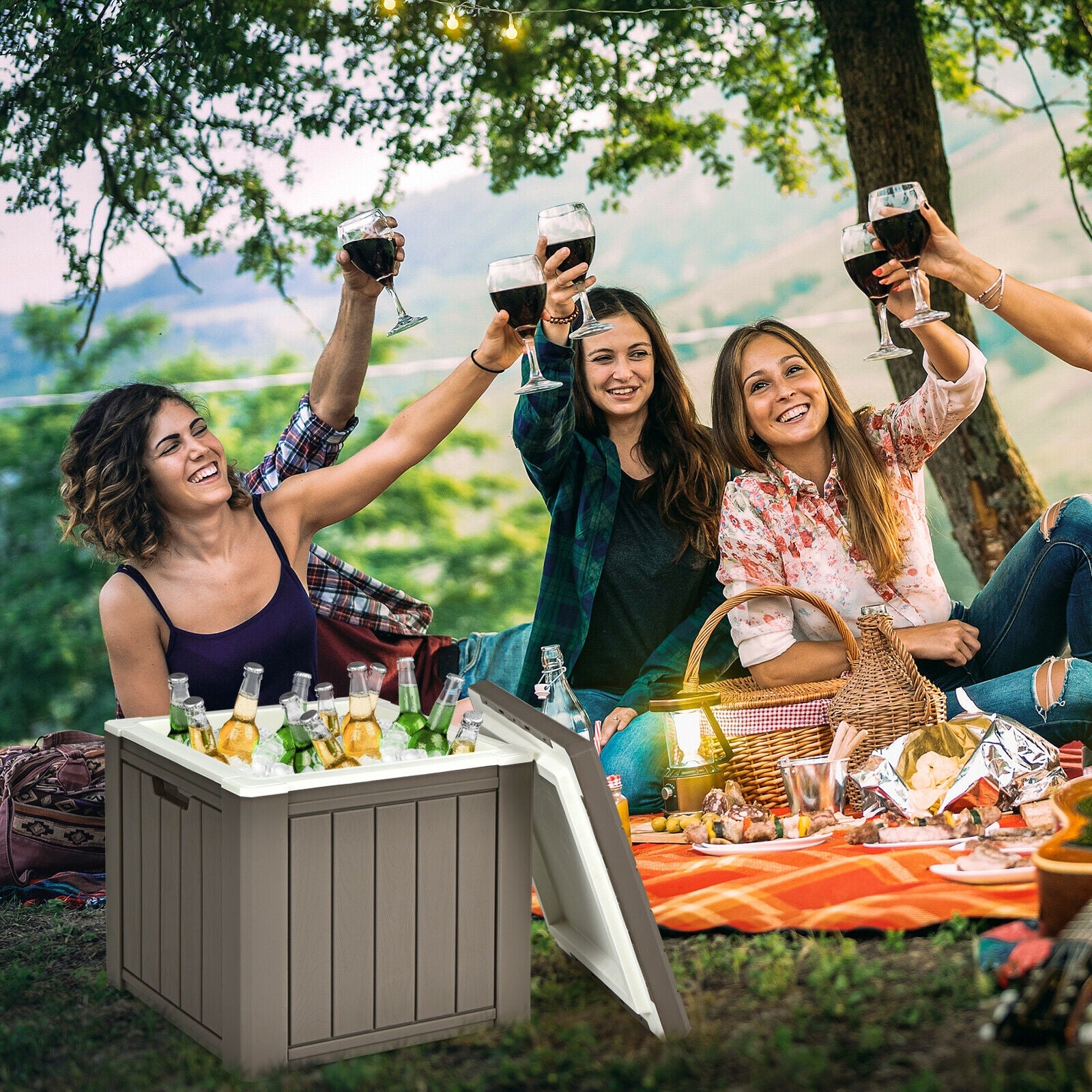 10 Gallon Storage Cooler for Picnic and Outdoor Activities, Brown Coolers at Gallery Canada