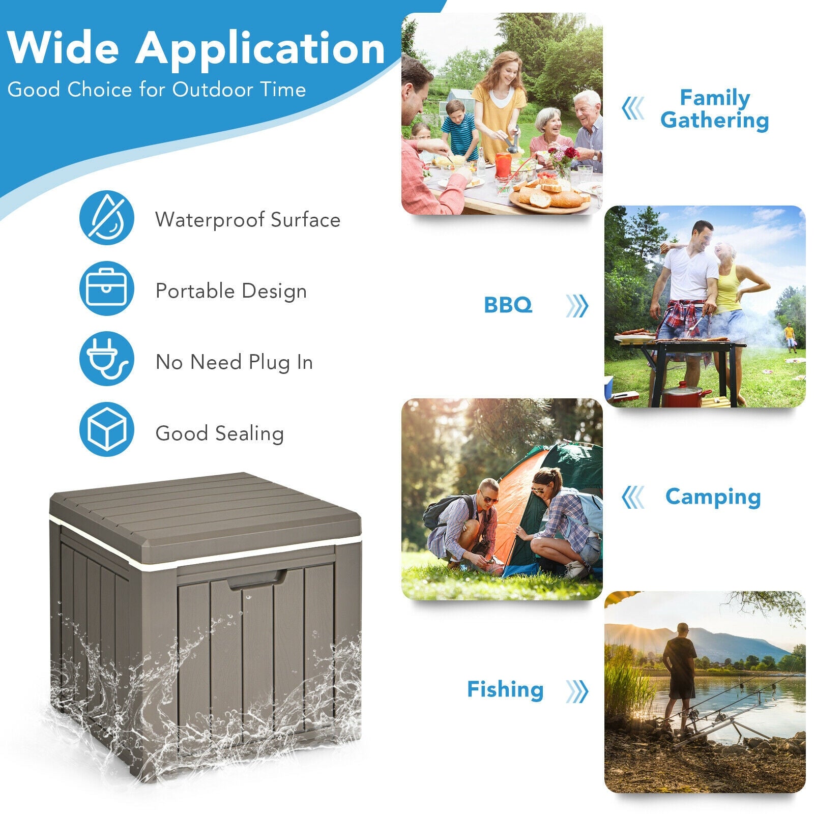 10 Gallon Storage Cooler for Picnic and Outdoor Activities, Brown Coolers at Gallery Canada
