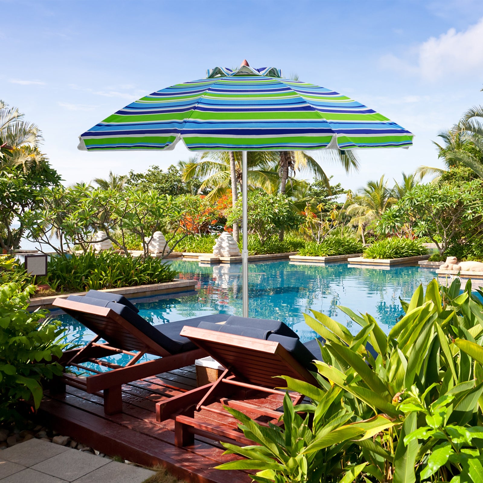 6.5 Feet Beach Umbrella with Sun Shade and Carry Bag without Weight Base, Green Outdoor Umbrellas at Gallery Canada