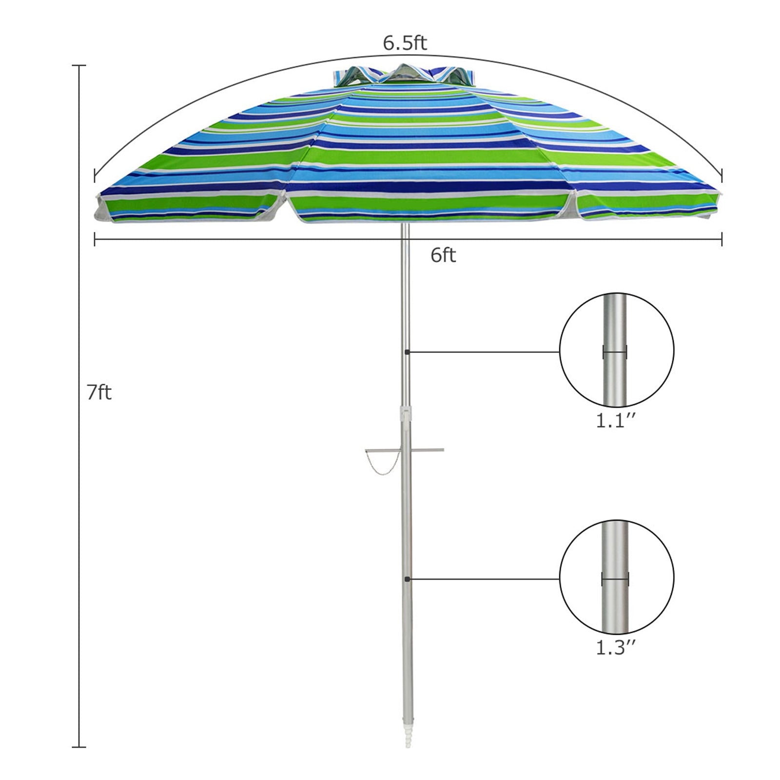 6.5 Feet Beach Umbrella with Sun Shade and Carry Bag without Weight Base, Green Outdoor Umbrellas at Gallery Canada