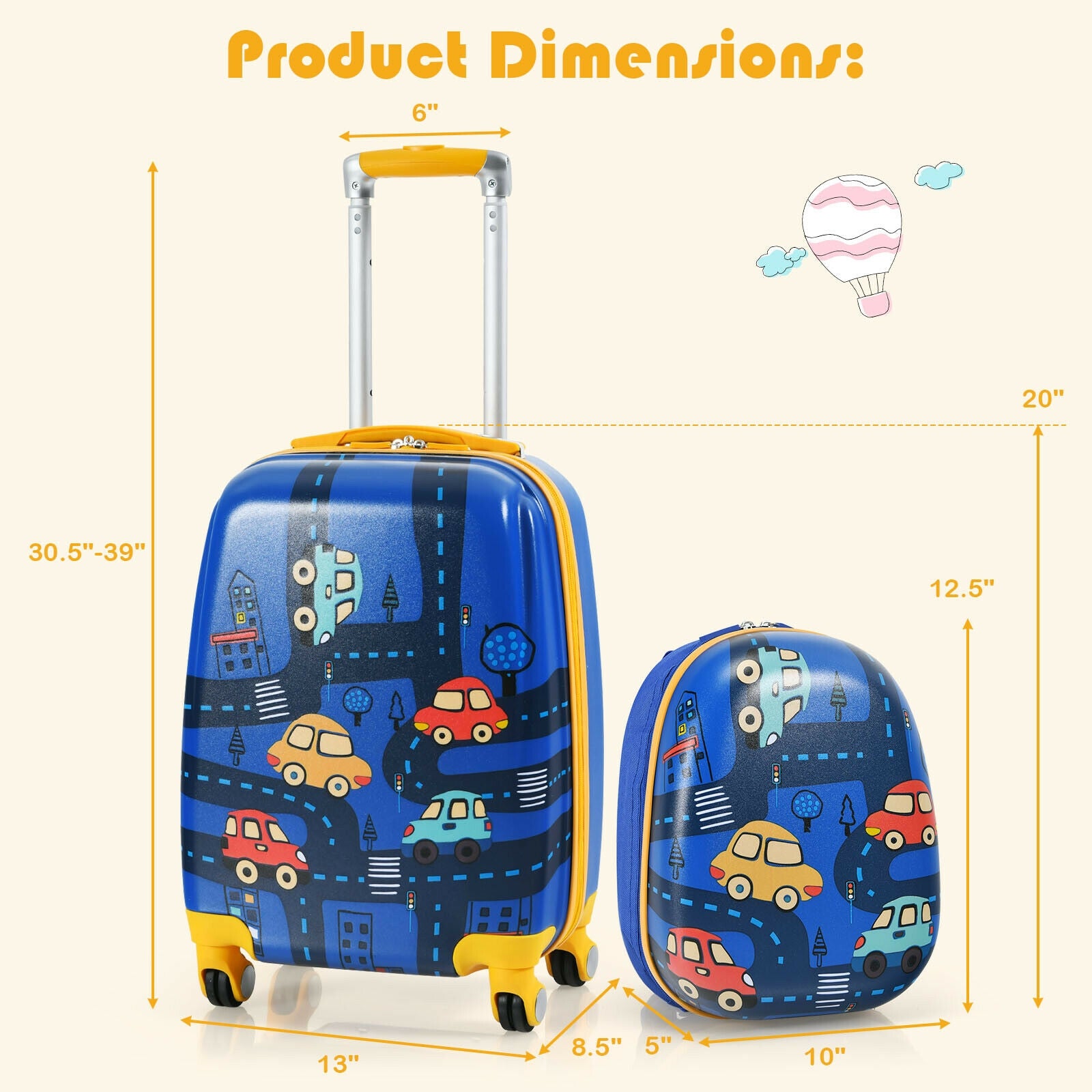 2 Pieces Kids Luggage Set with Backpack and Suitcase for Travel, Blue Kids Luggage at Gallery Canada