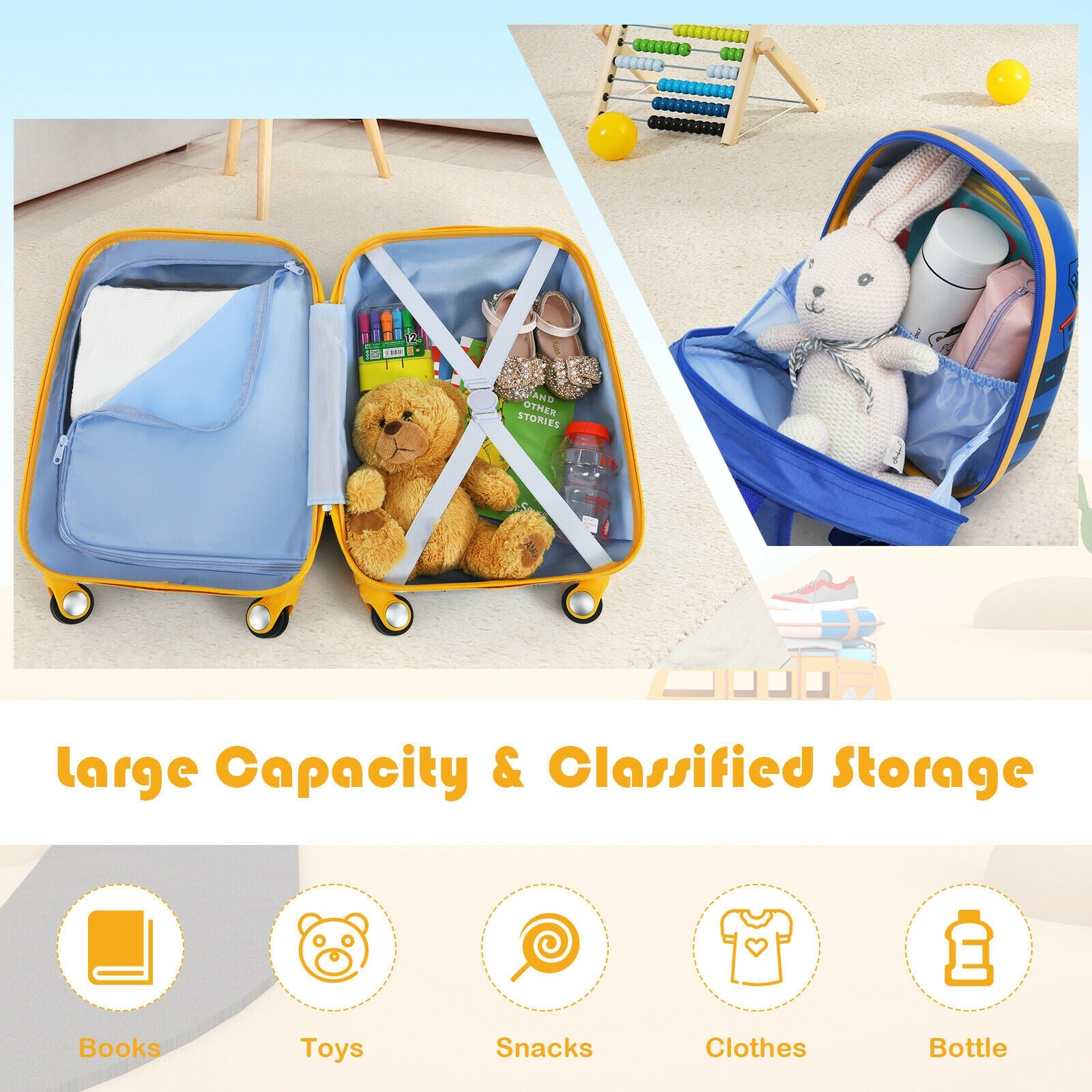 2 Pieces Kids Luggage Set with Backpack and Suitcase for Travel, Blue Kids Luggage at Gallery Canada
