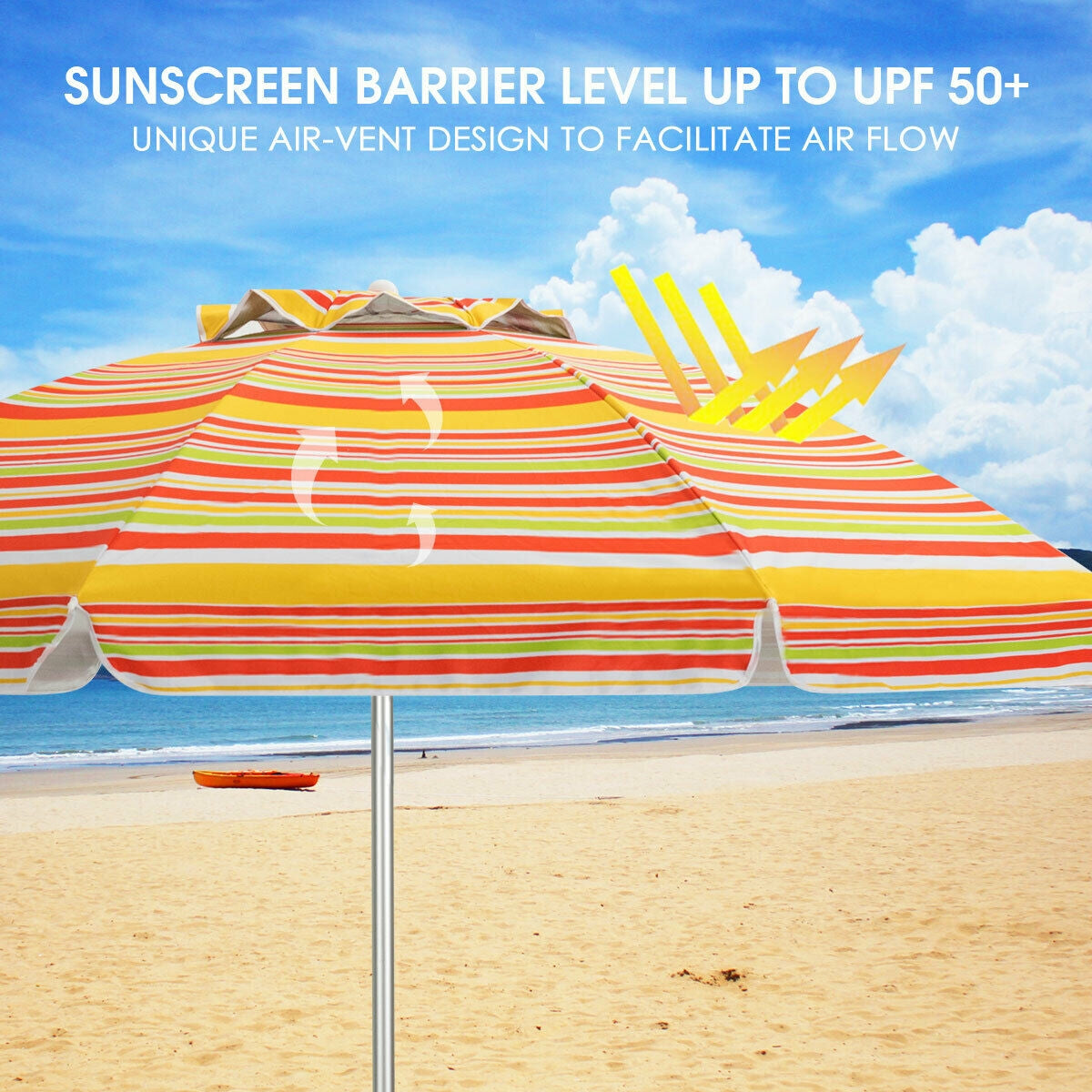 6.5 Feet Beach Umbrella with Sun Shade and Carry Bag without Weight Base, Orange Outdoor Umbrellas at Gallery Canada