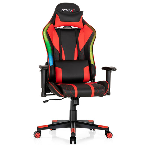 Gaming Chair Adjustable Swivel Computer Chair with Dynamic LED Lights, Red