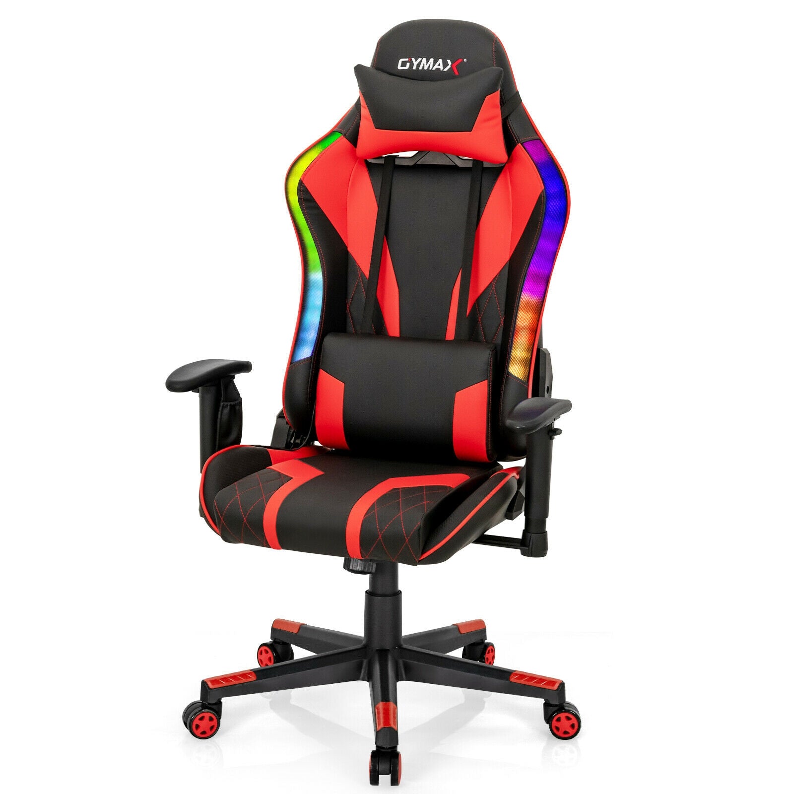 Gaming Chair Adjustable Swivel Computer Chair with Dynamic LED Lights, Red Gaming Chairs at Gallery Canada