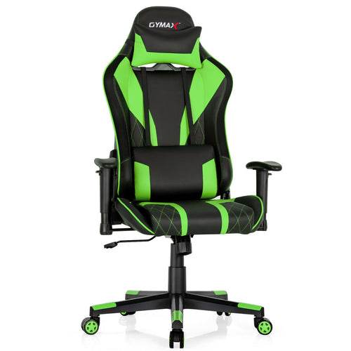 Gaming Chair Adjustable Swivel Computer Chair with Dynamic LED Lights, Green