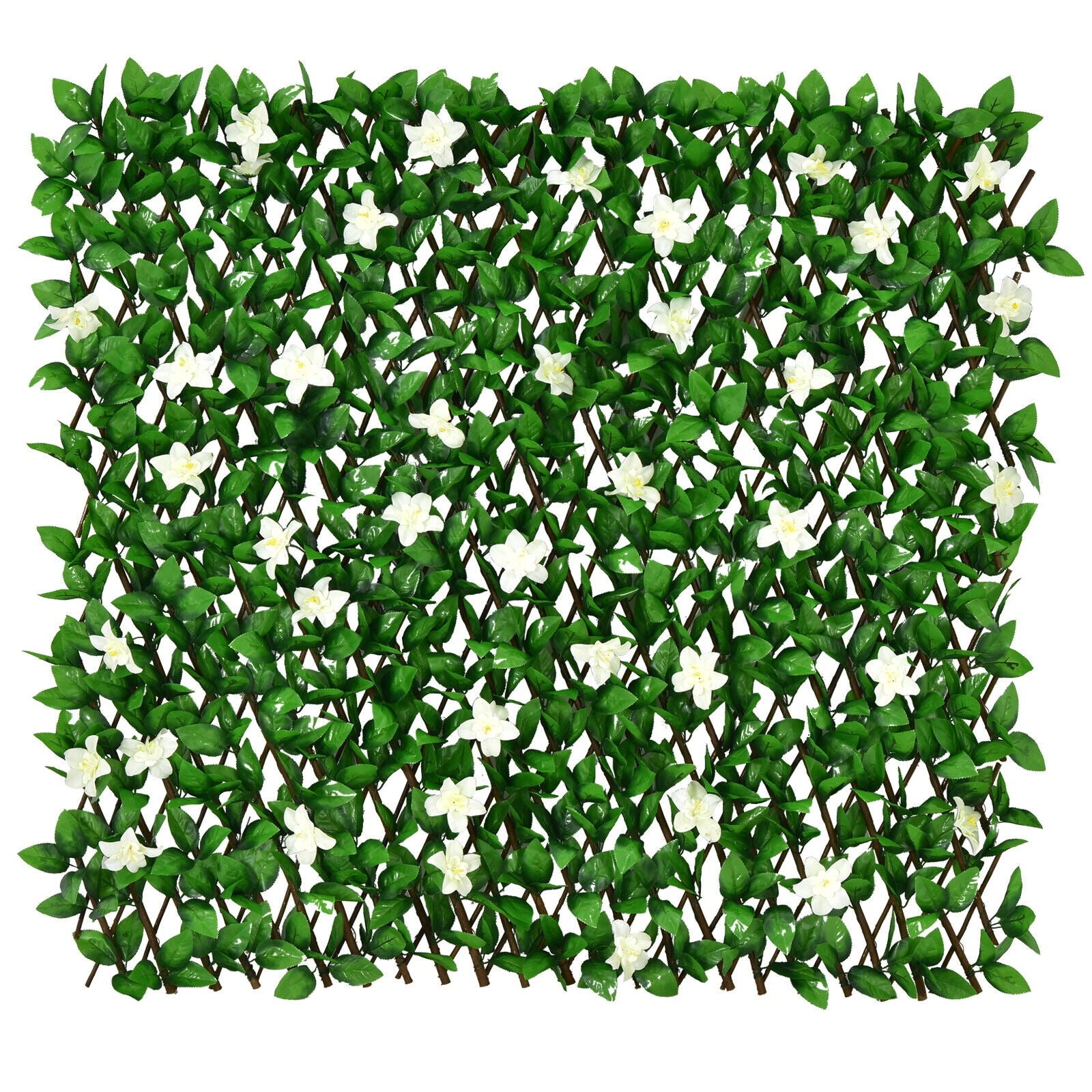 4 Pieces Expandable Faux Ivy Privacy Screen Fence Panel Pack with Flower, White Decorative Fencing & Flooring at Gallery Canada