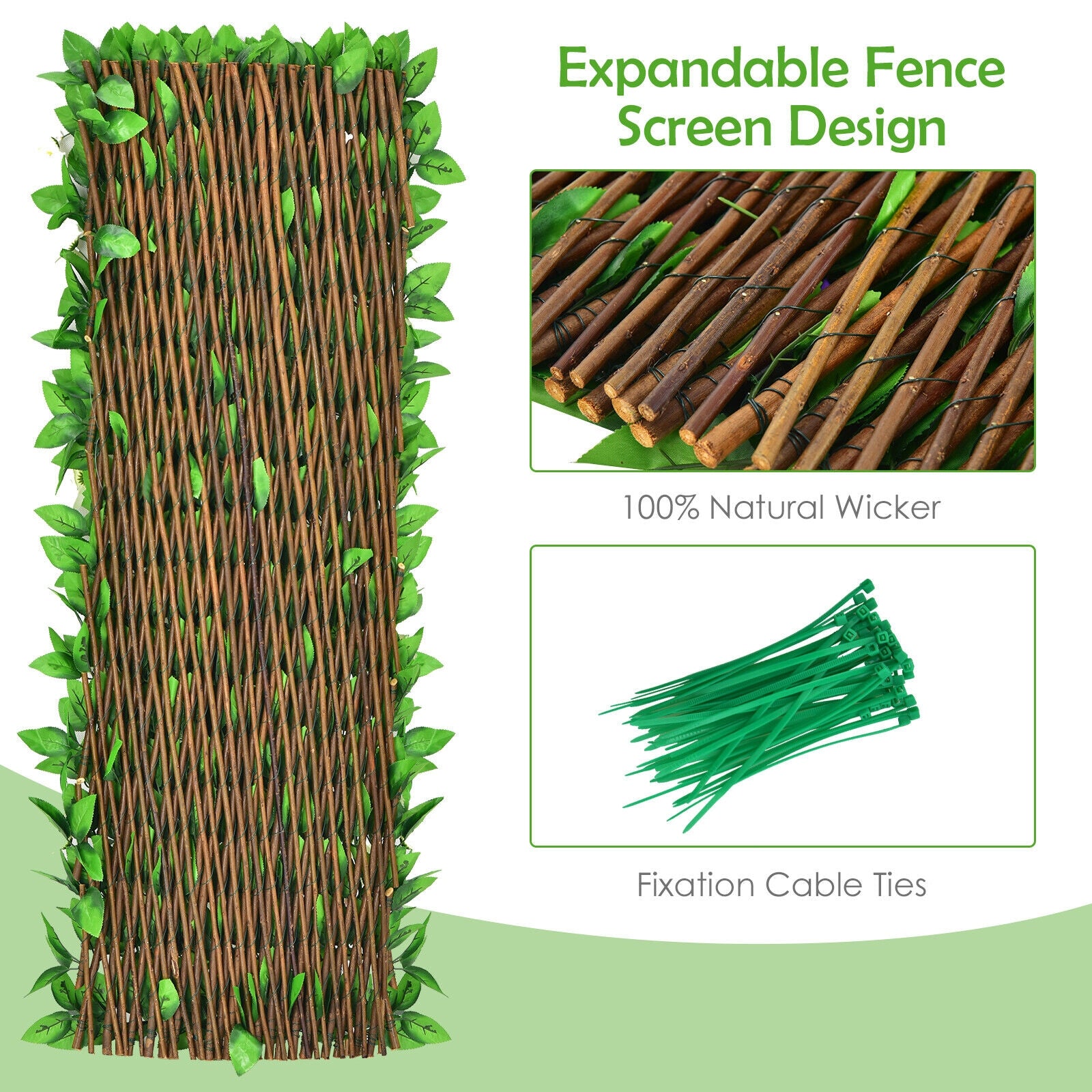 4 Pieces Expandable Faux Ivy Privacy Screen Fence Panel Pack with Flower, White Decorative Fencing & Flooring at Gallery Canada