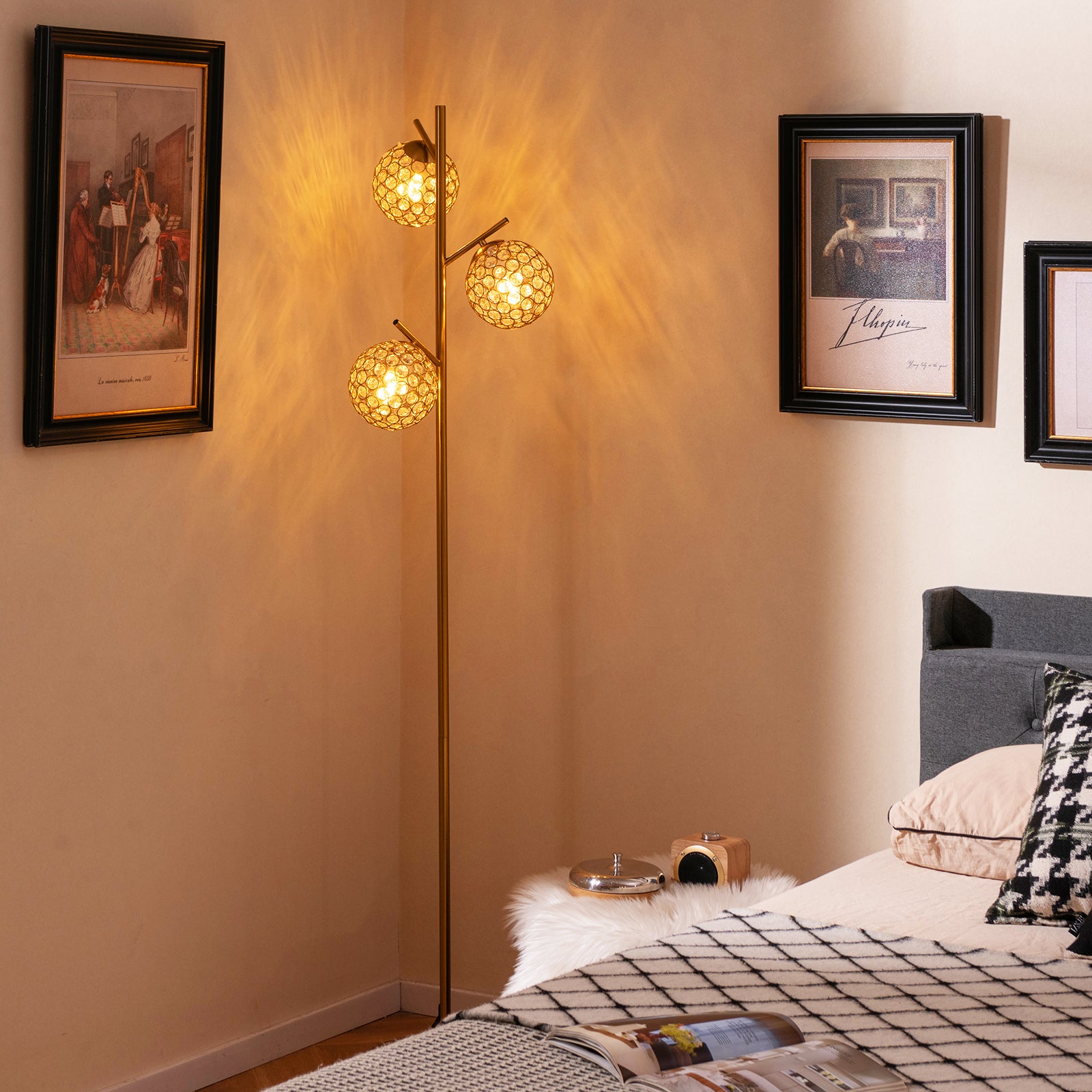 3-Globe Floor Lamp with Foot Switch and 3 E26 Bulb Bases, Golden Table & Floor Lamps at Gallery Canada