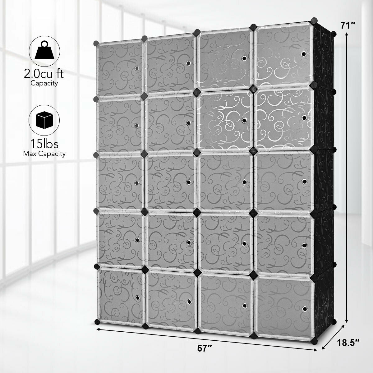 20-Cube DIY Plastic Cube Storage Organizer with Doors, Transparent Clothing & Closet Storage at Gallery Canada