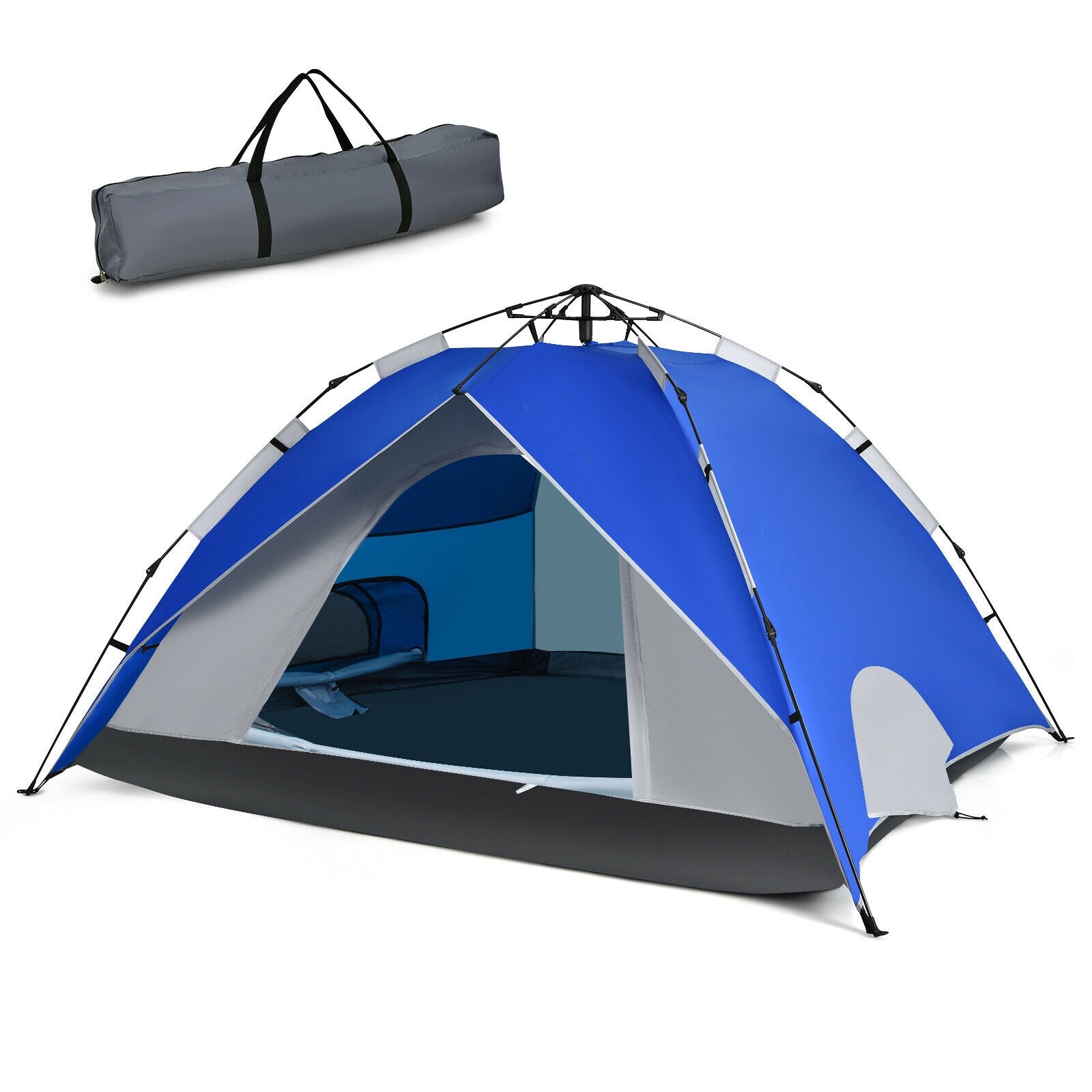 2-in-1 4 Person Instant Pop-up Waterproof Camping Tent, Blue Tents at Gallery Canada