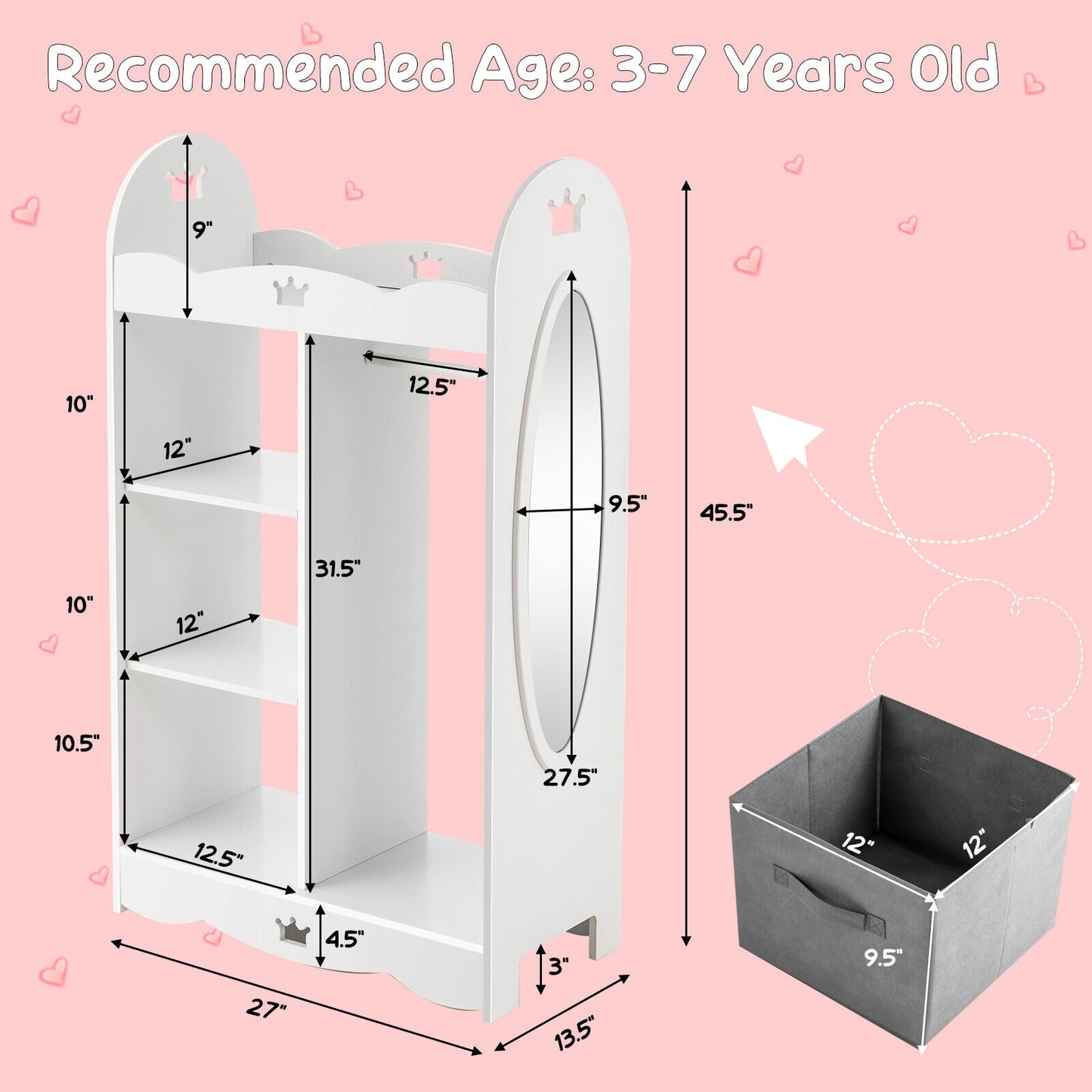 Kids Dress up Storage Costume Closet with Mirror and Toy Bins, White Kids Storage at Gallery Canada