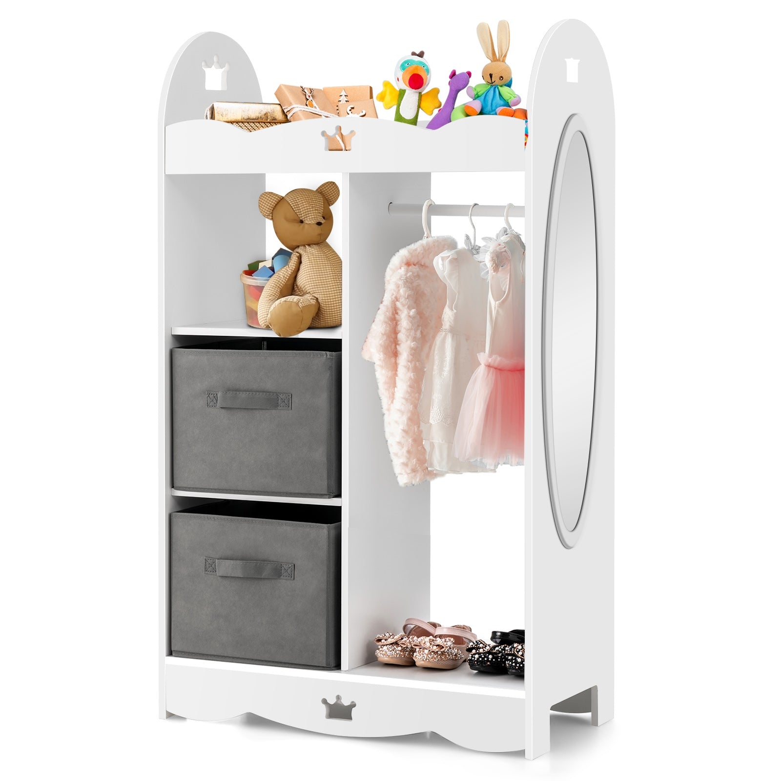 Kids Dress up Storage Costume Closet with Mirror and Toy Bins, White Kids Storage at Gallery Canada