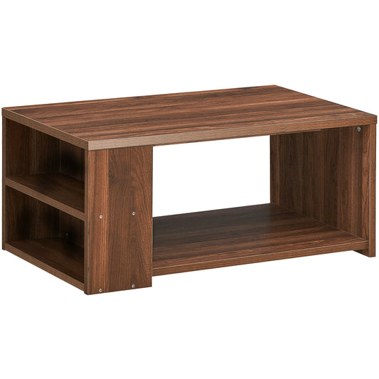 Coffee Table Sofa Side Table with Storage Shelves, Walnut Coffee Tables Walnut at Gallery Canada