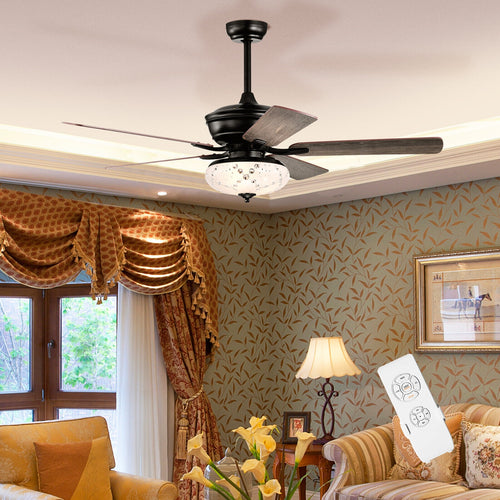 52 Inch Ceiling Fan with 3 Wind Speeds and 5 Reversible Blades, Gray