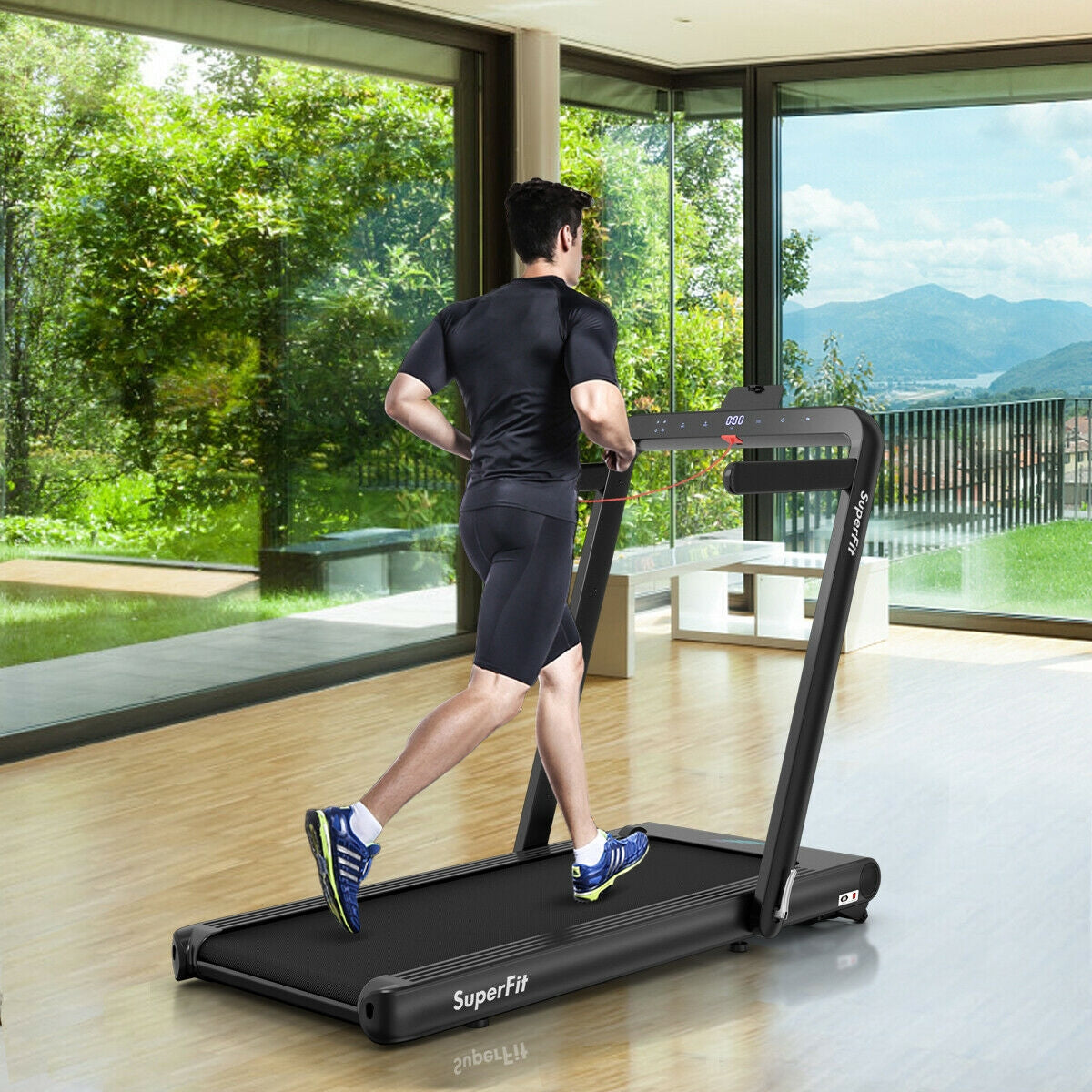 4.75HP 2 In 1 Folding Treadmill with Remote APP Control, Black Treadmills at Gallery Canada