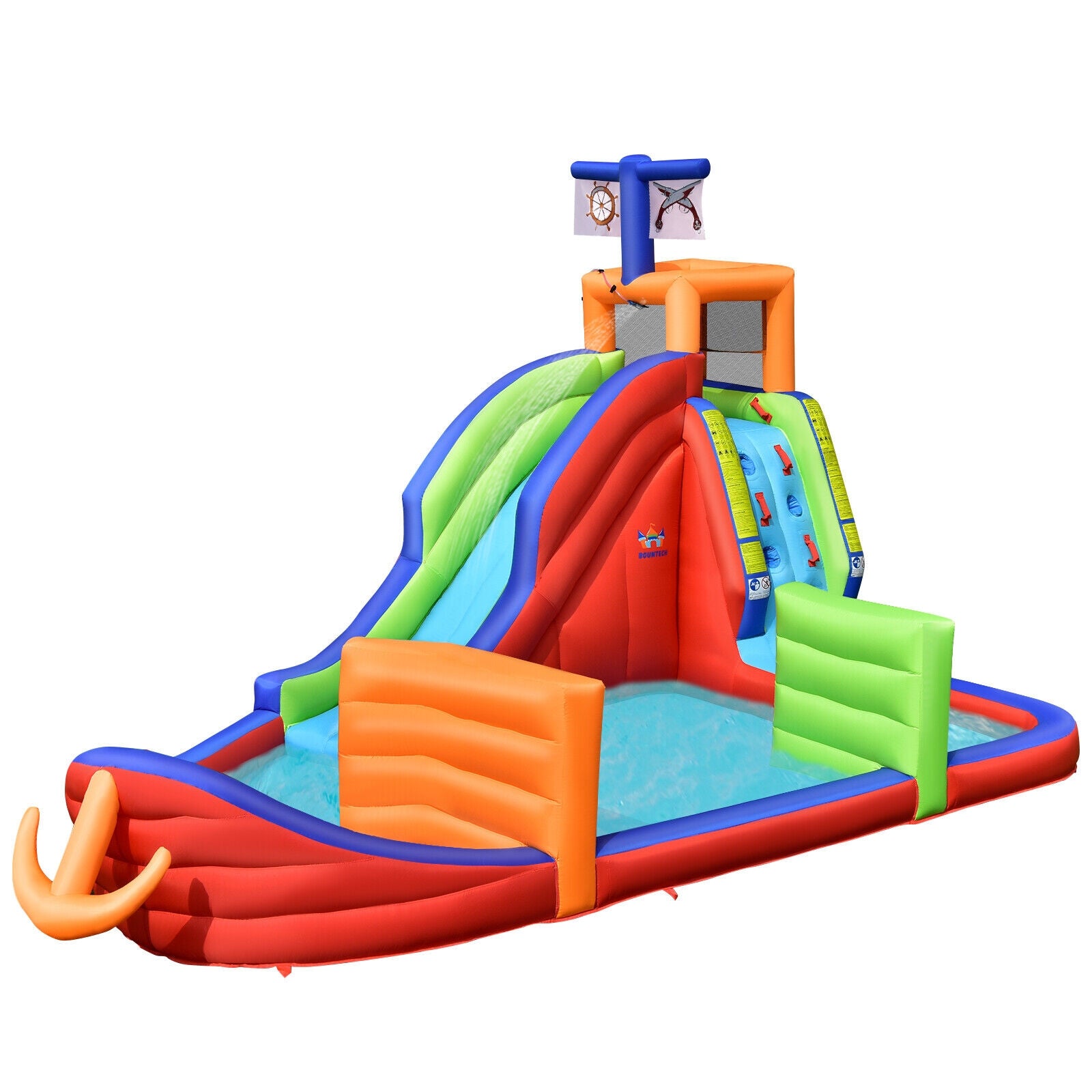 6-in-1 Pirate Ship Waterslide Kid Inflatable Castle with Water Guns and 735W Blower Bounce House at Gallery Canada