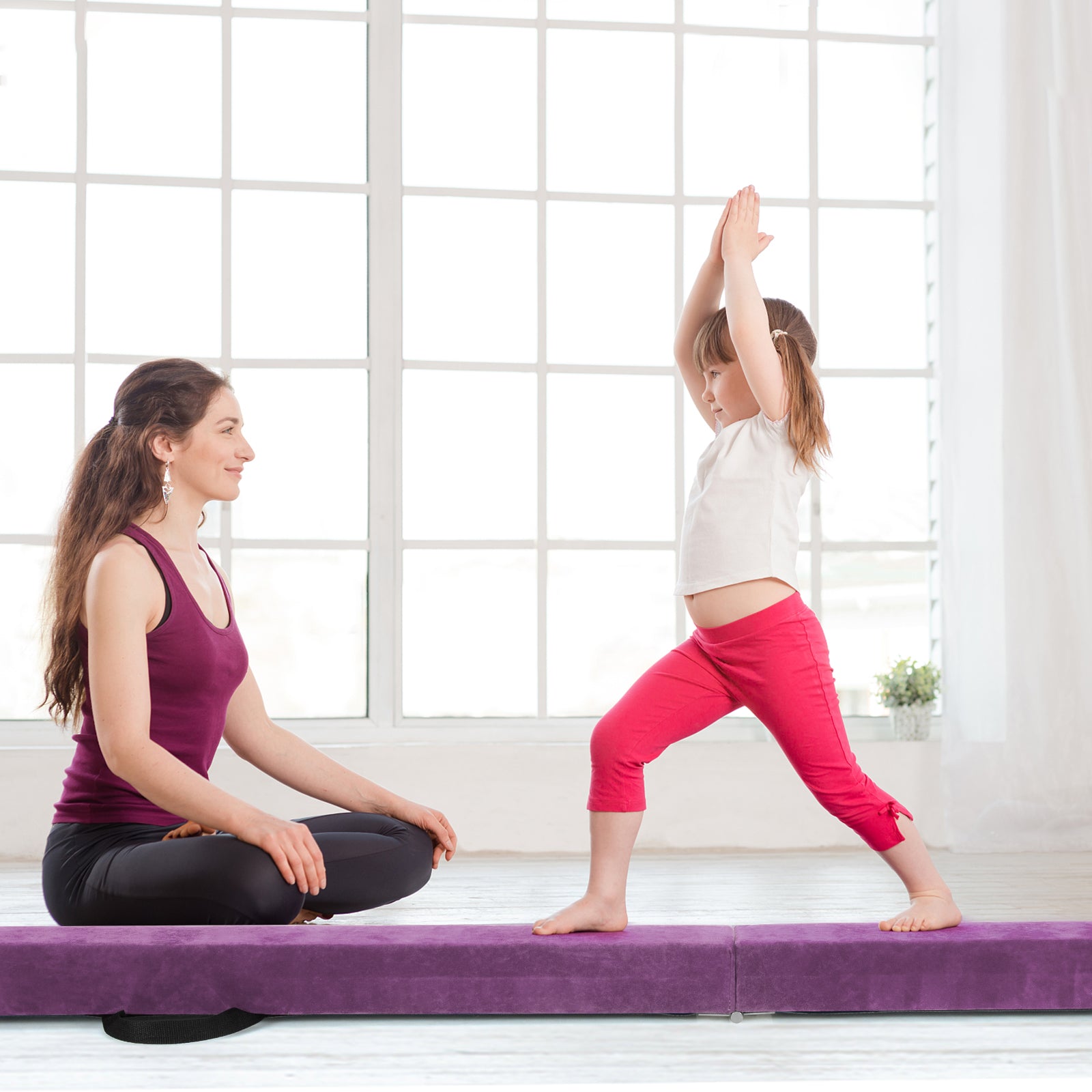 7 Feet Folding Portable Floor Balance Beam with Handles for Gymnasts, Purple Toy Sports at Gallery Canada