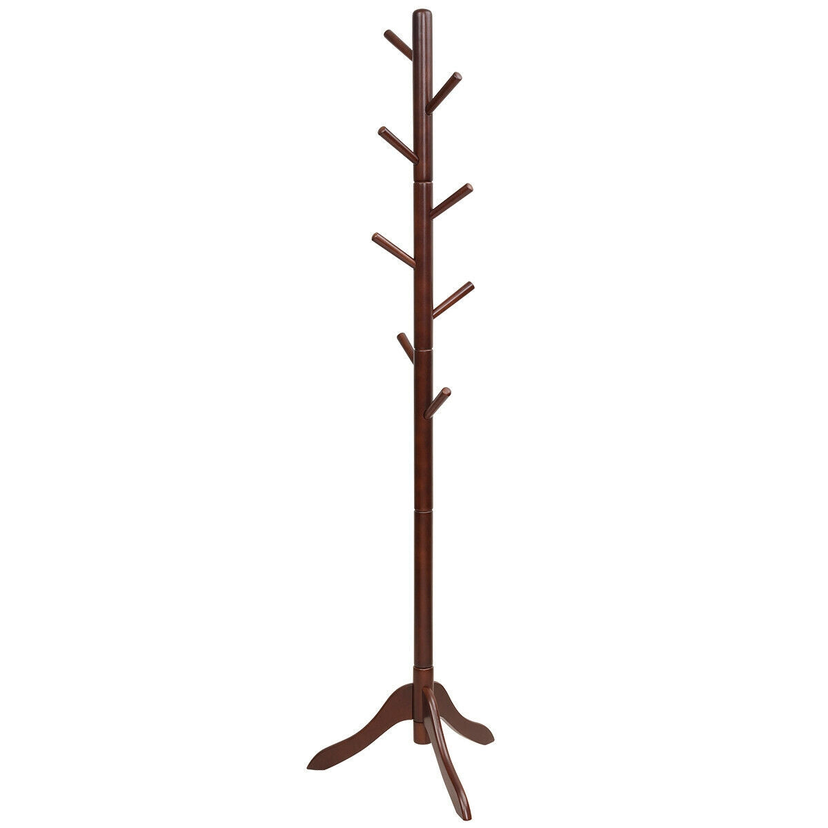 Adjustable Wooden Tree Coat Rack with 8 Hooks, Brown Coat Racks & Hall Trees at Gallery Canada