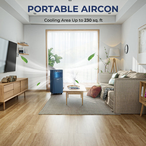 8000BTU 3-in-1 Portable Air Conditioner with Remote Control, Dark Blue