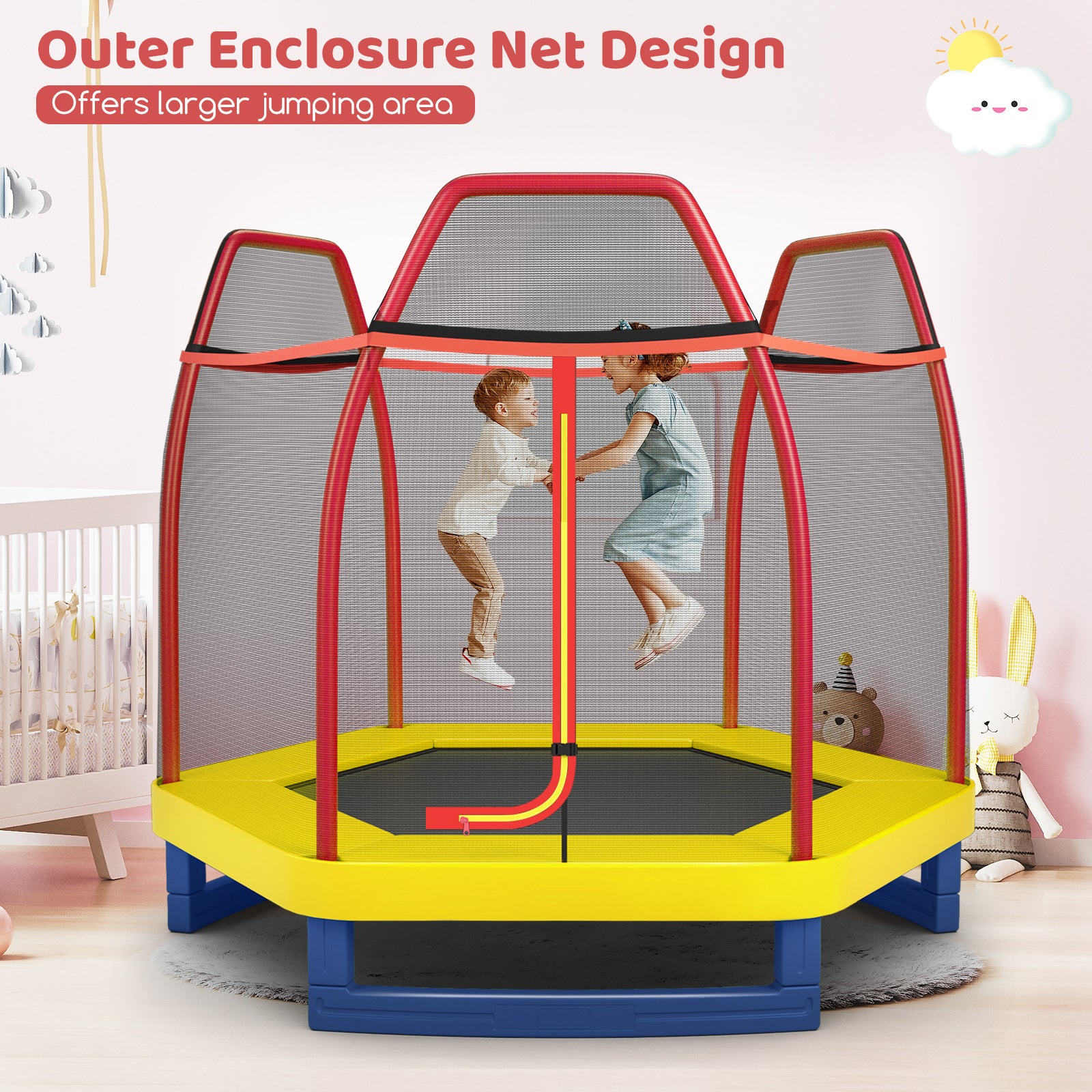 7 Feet Kids Recreational Bounce Jumper Trampoline, Red Trampolines at Gallery Canada