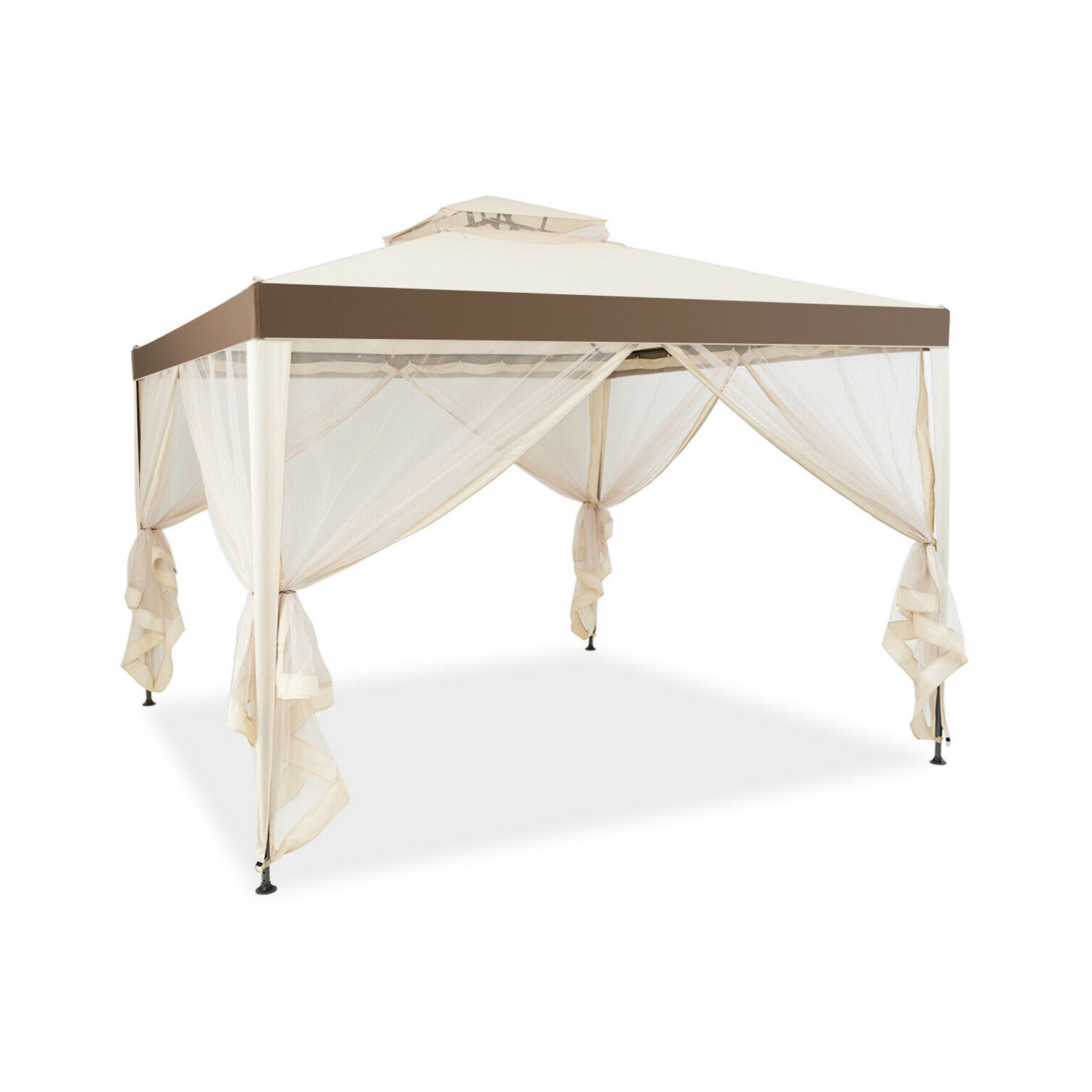 Canopy Gazebo Tent Shelter Garden Lawn Patio with Mosquito Netting, Beige Gazebos at Gallery Canada