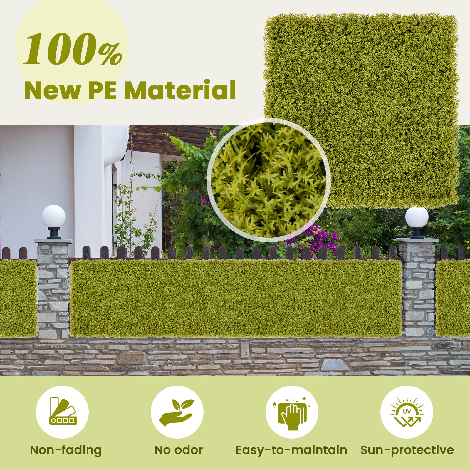 12 Pieces 20 x 20 inches Artificial Grass Wall Panels for Garden Yard Balcony, Light Green Faux Plants at Gallery Canada